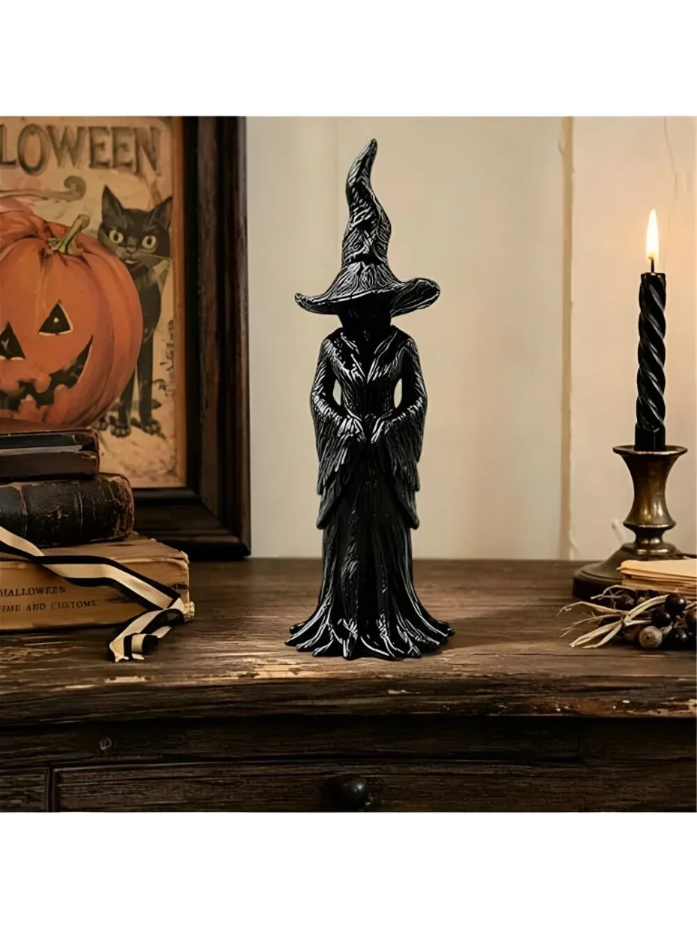 Halloween Gothic Resin Figurine Vintage Dark Fantasy Witch Statue